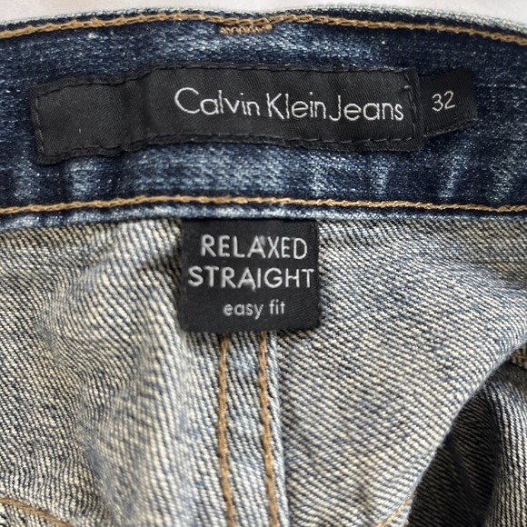Calvin Klein Men's Blue Relaxed Straight Easy Fit Jeans W32  x L32 100% Cotton - Picture 6 of 11